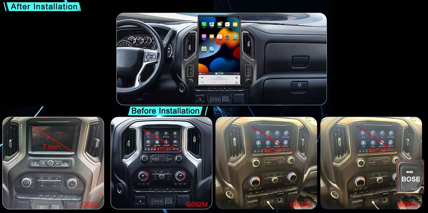 17" Vertical Screen Android 14 Fast boot Navigation Radio for GMC sierra 2019-2021 Chevrolet Silverado 2019-2021