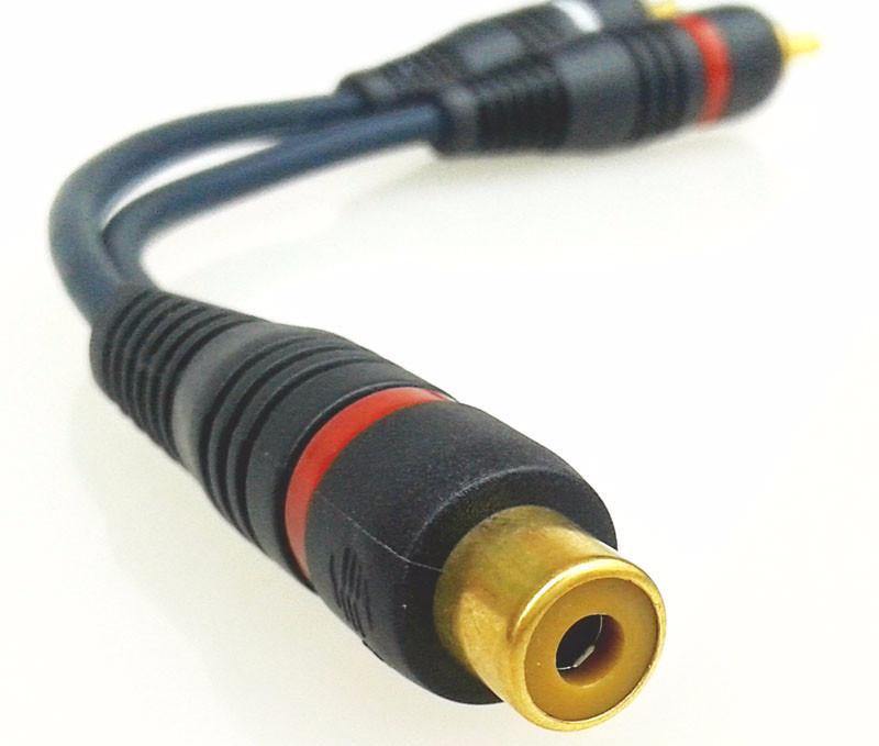 RCA Y adapter splitter one female to two male long Gold plated