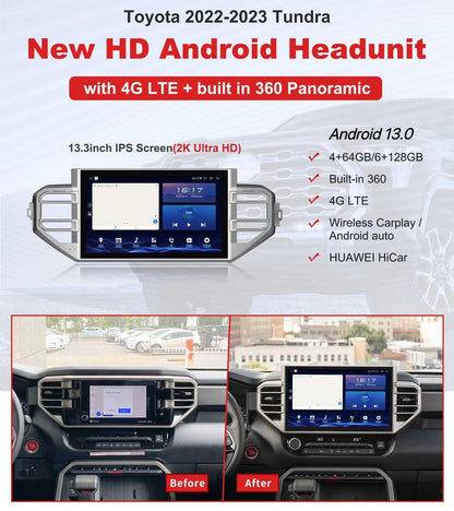 13.3" Android 13 Fast boot Navigation Radio for 2022 - 2023 Toyota Tundra