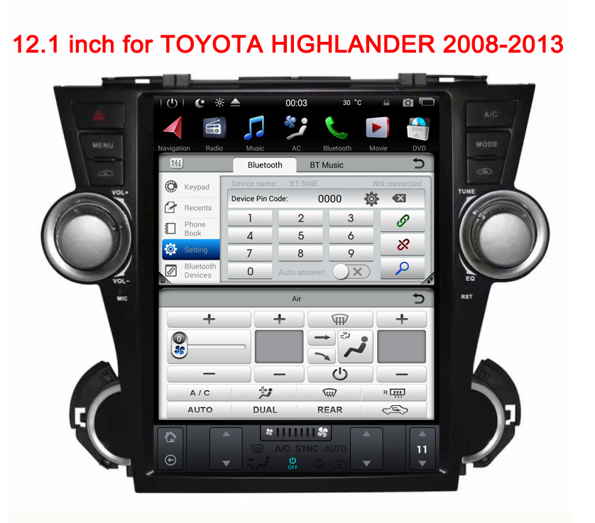 [ PX6 Six-core ] 12.1" Android 9 Fast boot Navigation Radio for Toyota Highlander 2009 - 2013